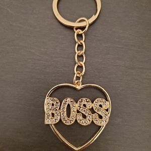 Boss Babe Rhinestone Keychain Bag Charm